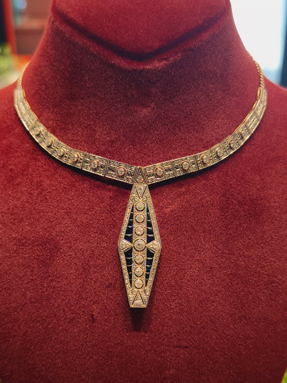 14 Kt Platin, Gelb- und Weißgold Collier